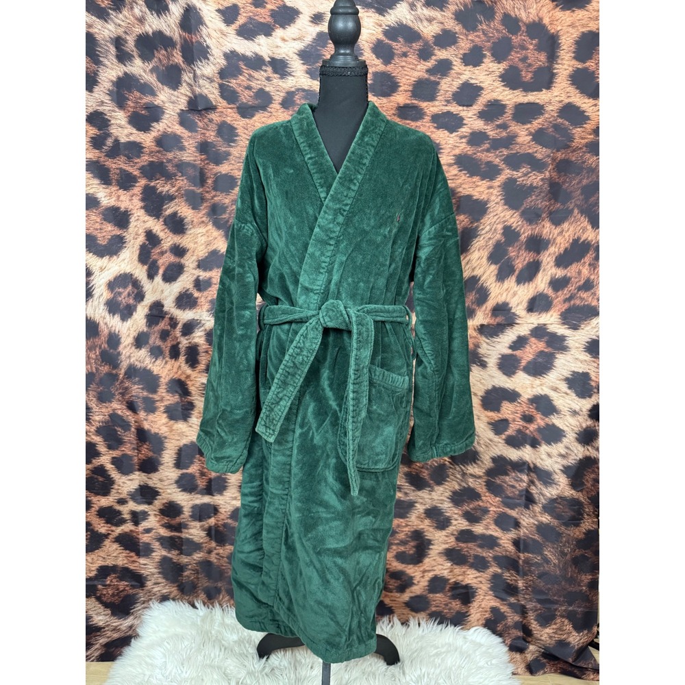 Vintage 90s Polo Ralph Lauren Green Terry Cloth Robe Cotton